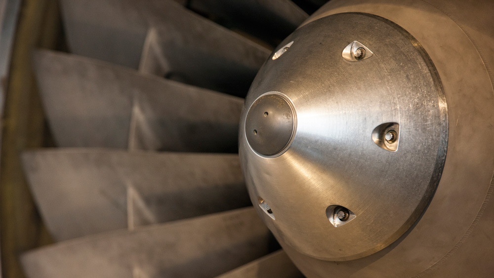 Close-up of a jet engine