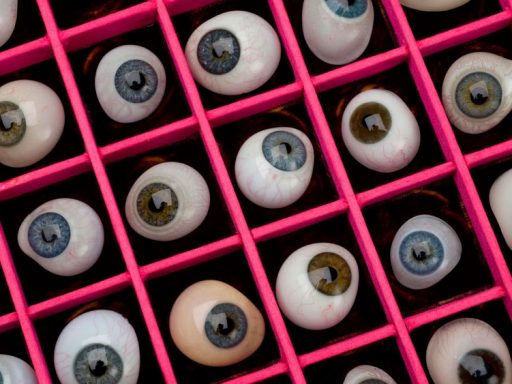 A collection of glass eyes made by Muller of Liverpool