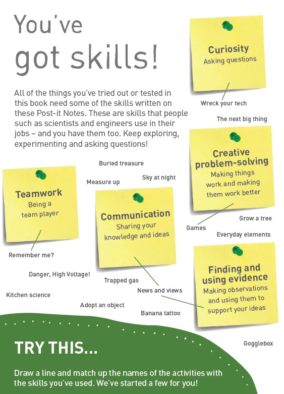 You've got skills! poster showing skills people have that are also used by scientists and engineers such as team work, communication, creative problem-solving.