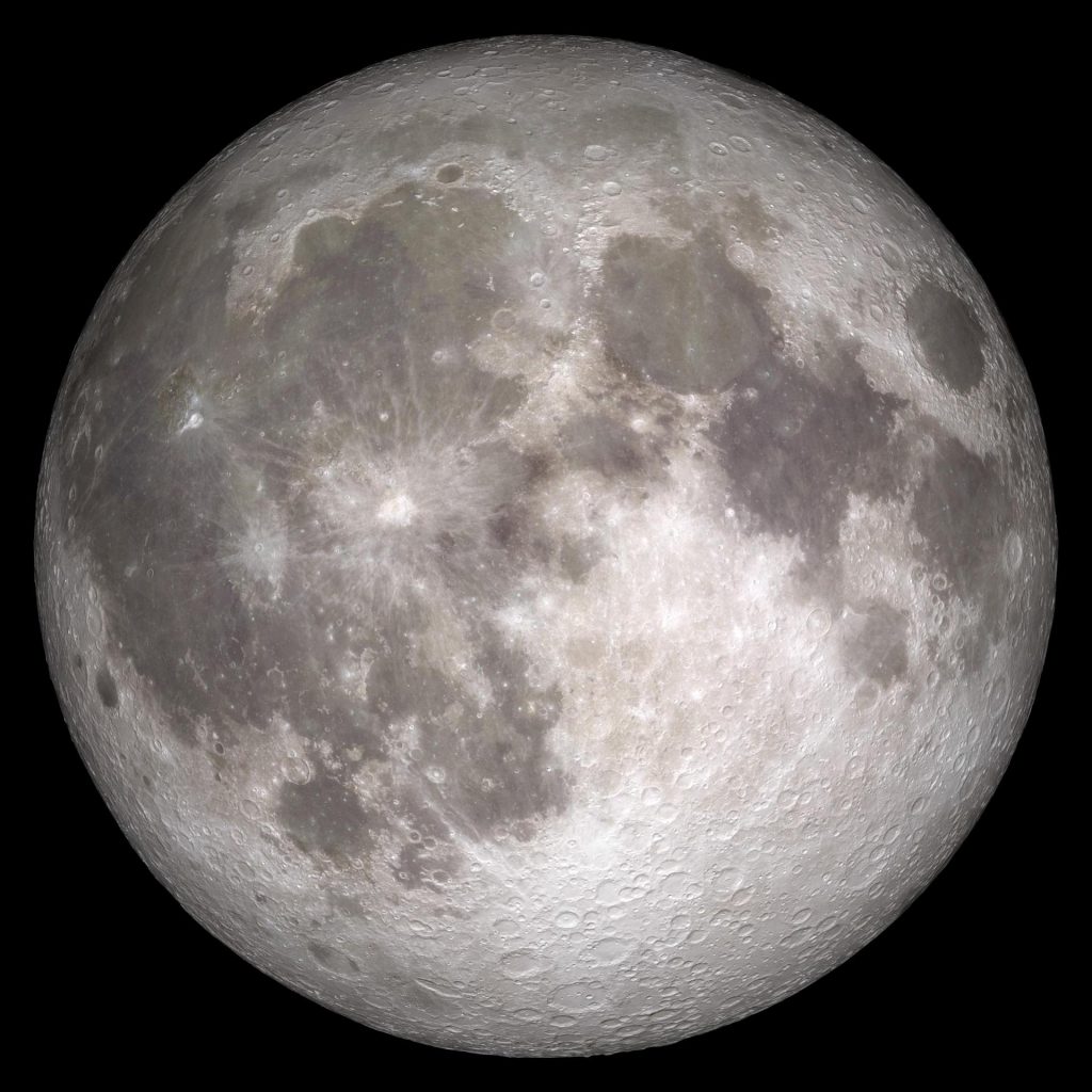 A highly-detailed picture of the Earth's Moon, showing its many craters.