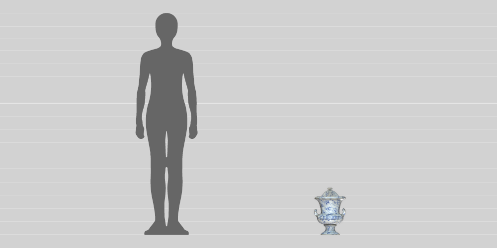 A comparison in height between a 1.8-metre-tall human and the 35cm-tall leech jar. 