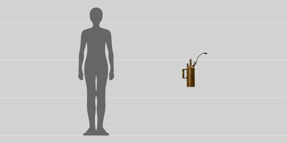 A comparison in size between a 1.8-metre-tall human and the 45cm-tall antimosquito spray. 