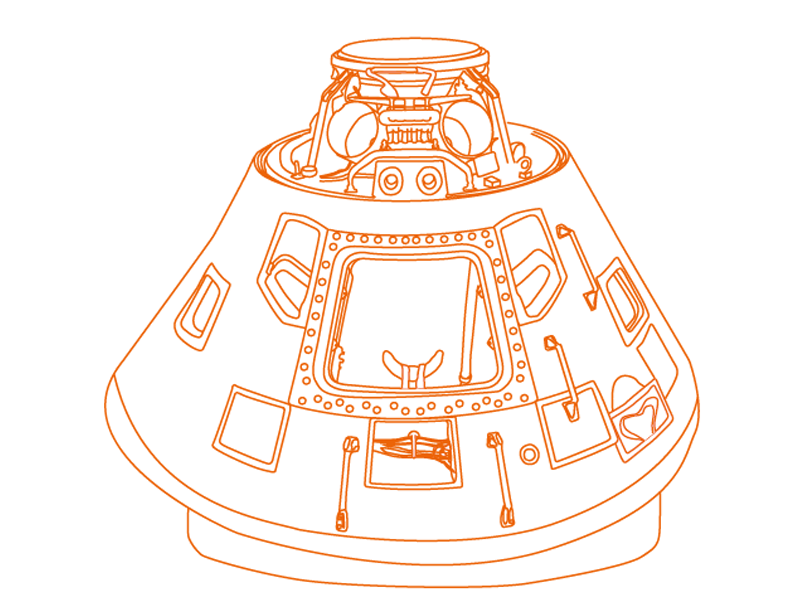 Outline of the Apollo 10 Command Module from the Making the Modern World gallery at the Science Museum, London.